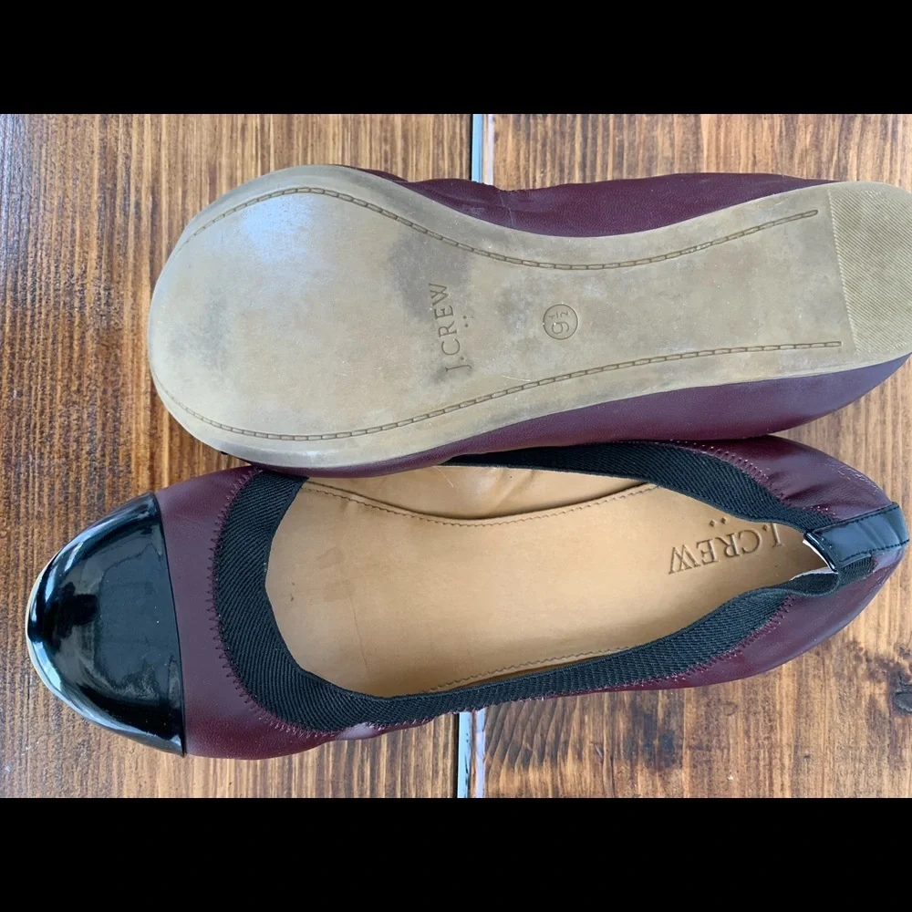 J. Crew Leather Burgundy Ballet Flats Shoes Size 9.5 M​